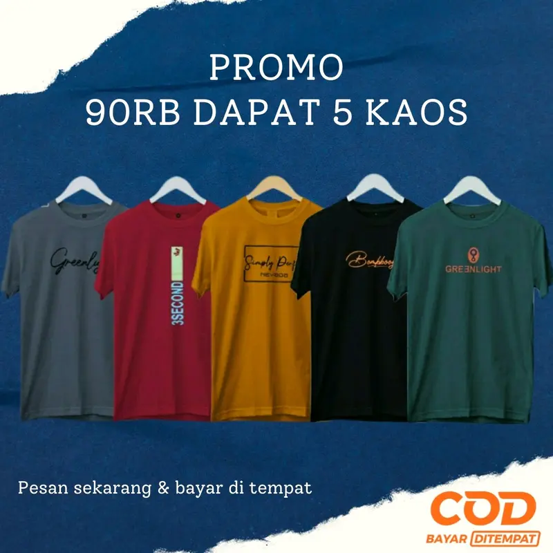 kaos pria motif 1 paket isi 5 kaos 0