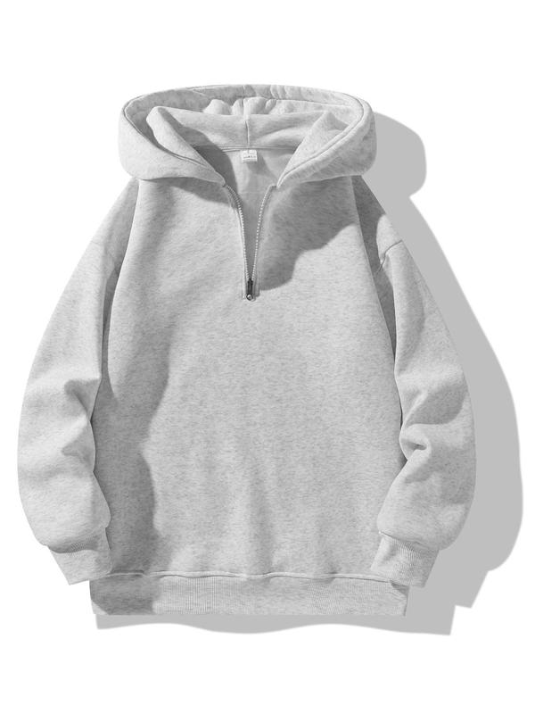 Men's Regular Fit Solid Half Zip Hoodie, Autumn Jumper Casual Long Sleeve Zipper Pullover for Fall & Winter, Going Out Tops, Fashion Men's Clothes for Daily Wear 4