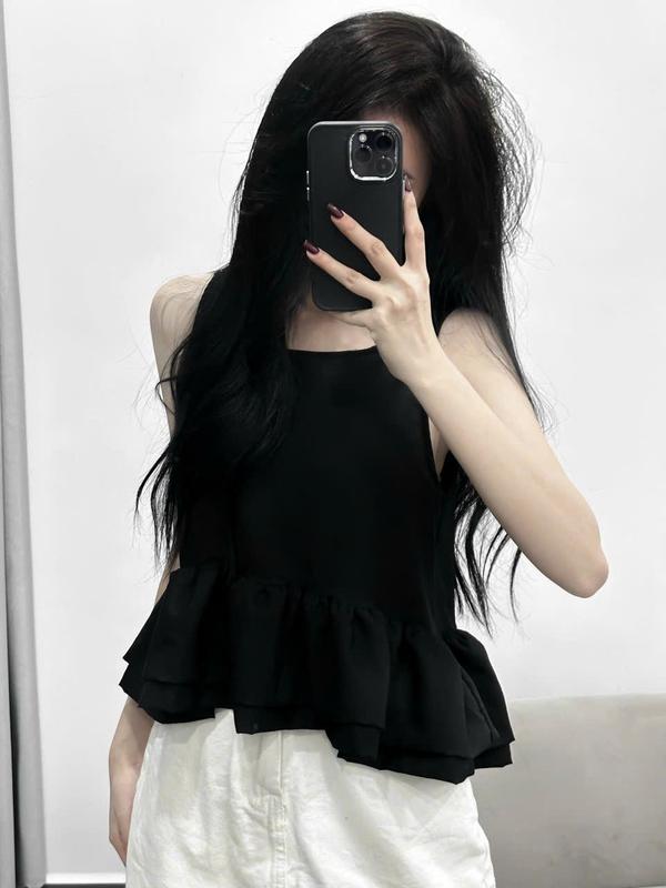 Áo Kiểu Sát Nách Xoè Tà Xinh Xắn Shop Tiến Linh Nữ Women Top Voi Voan Voan