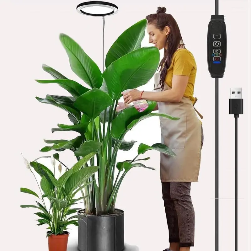 Adjustable LED Grow Light, USB Powered Plant Light with Auto On/Off Timer, Height Adjustable LED Grow Light for Indoor Plants