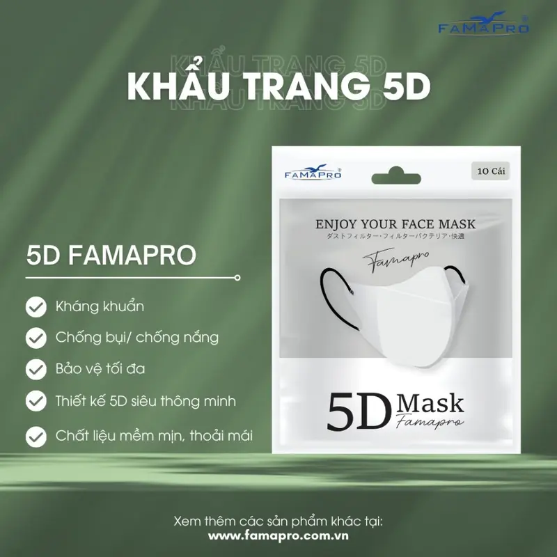 Thùng 100 cái khẩu trang 5D Famapro chính hãng dạng túi zip Nam Phụ Kiện 7