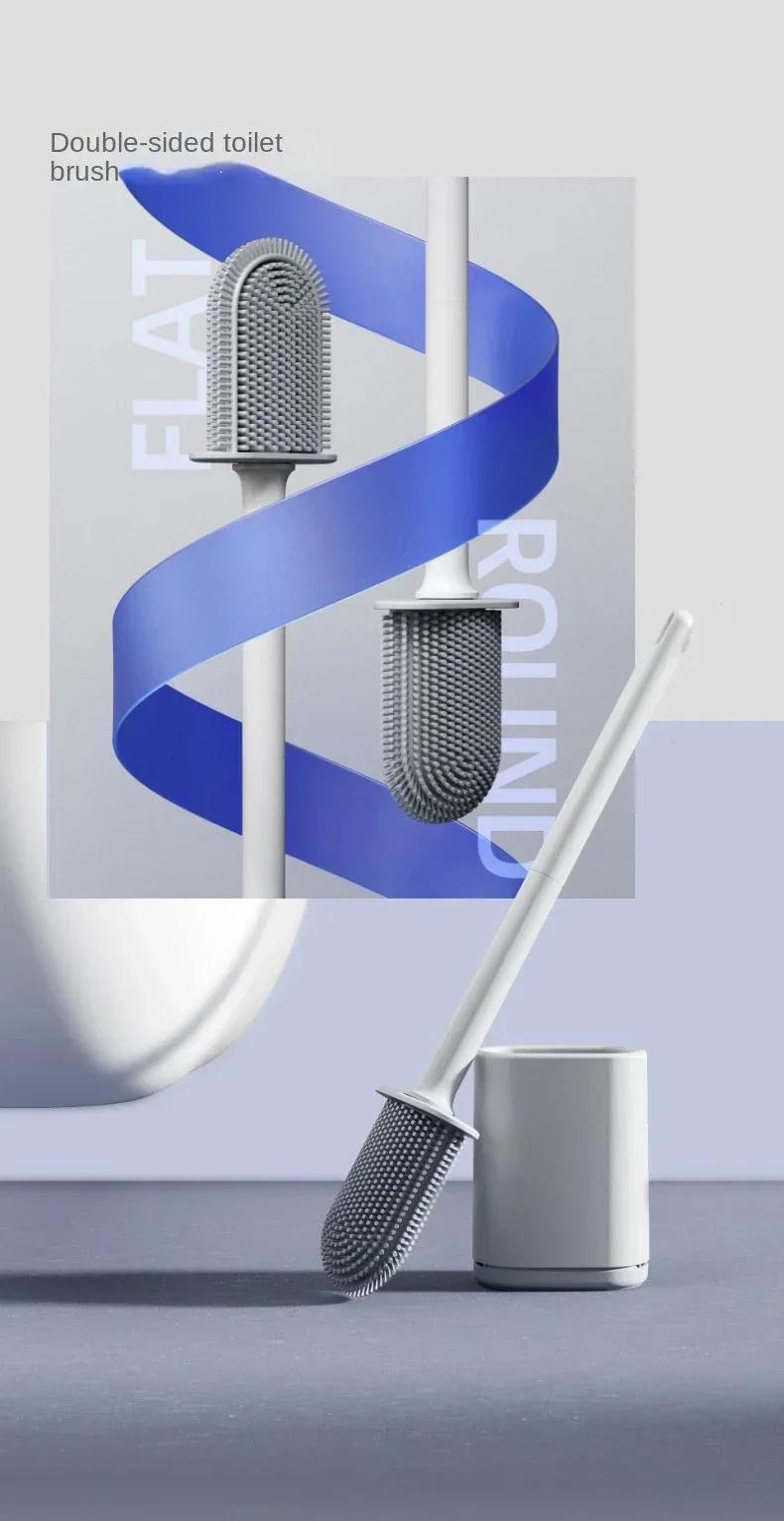 Product Introduction of Silicone TPR Toilet Brush and Holder Flat Head Soft Bristles Bathroom Cleaning Brushes Household Silicone Bristles for ToiletS 11