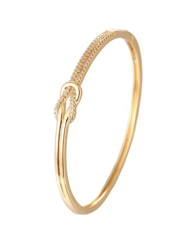 Women's Elegant Knot Design Bangle Bracelet, Exquisite Trendy Artificial Zircon Decor Bangle Bracelet, Fashionable Jewelry for Women As Gift 5
