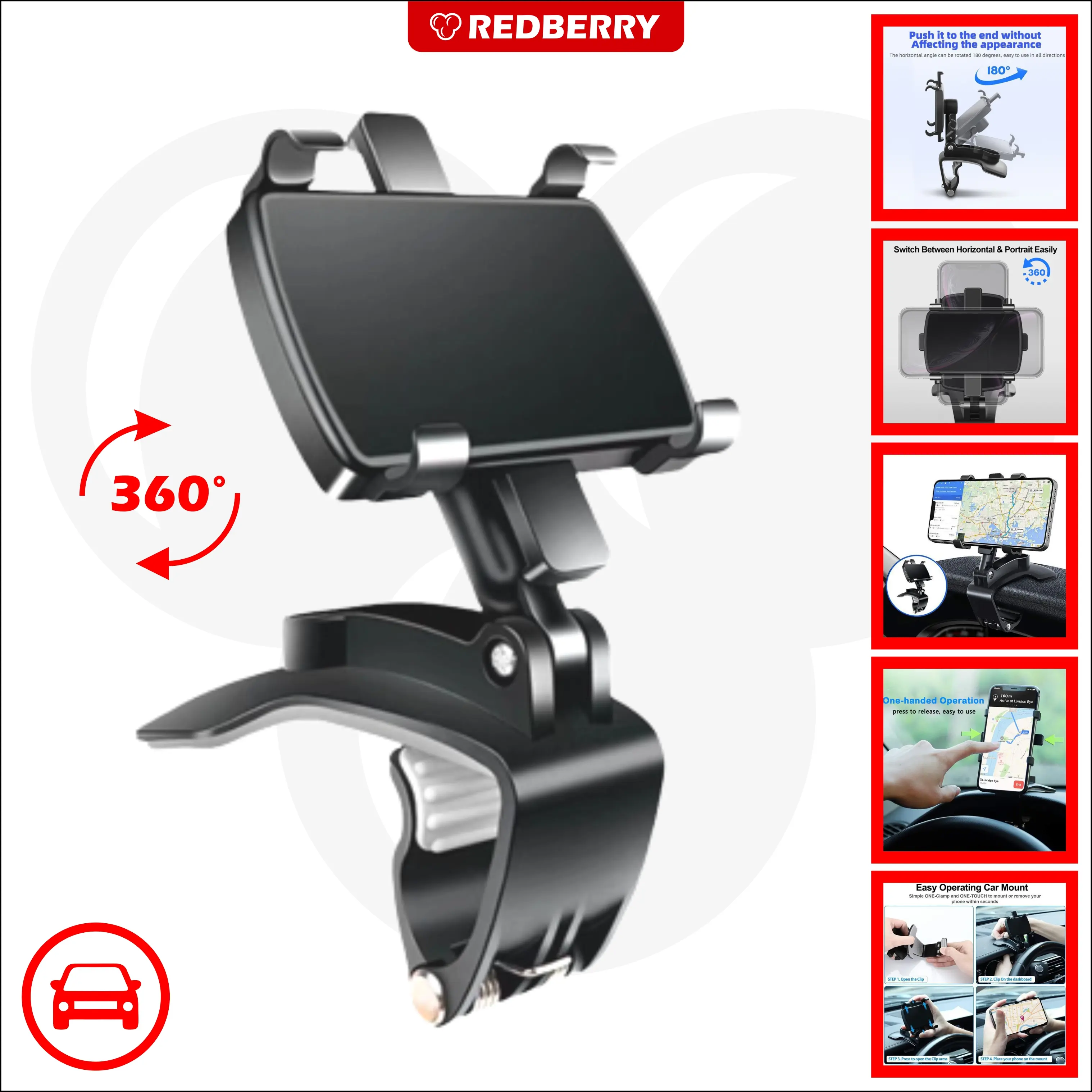 Car holder HD35 car mount dasbor sunvisor spion meja dudukan penyangga HP MOBIL Phone Holder HD-35 original
