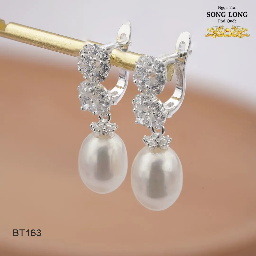 [BT163] bông tai tòn ten đính đá xinh xắn