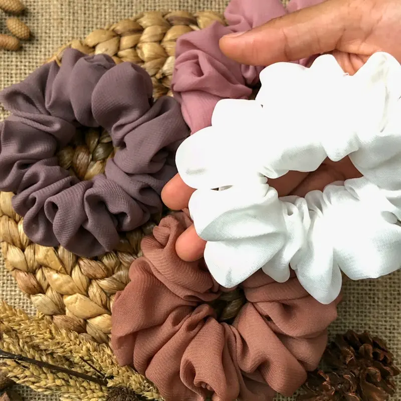 30pcs Souvenir Scrunchie Bahan Polycatton/Scrunchie Hijab/Paket ikat Rambut/Souvenir Pernikahan murah Karet korea cepol rambut Cepolan tile 5