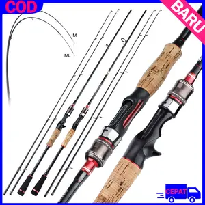 [COD]1.8m 2.1m EVA Black Handle Cork Handle 2 Bagian Spinning Casting Fishing Rod Saltwater dan Tiang Pancing Air Tawar Reel