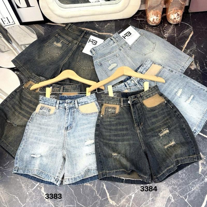 |[N011]| - Quần Jean Ngố Nữ [TÚi PHỐI NÂU], Dán Chữ A, Không Co Giãn, Trên Gối Women Tim Lịch Voi