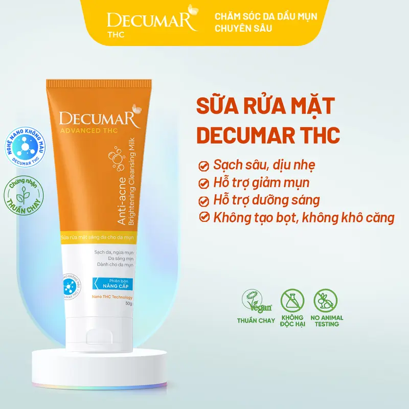 Sữa rửa mặt hỗ trợ  ngừa mụn sáng da Decumar . DSM02 0