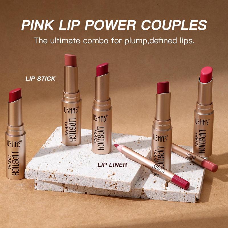 Product Introduction of 2 in 1 Lipstick & Lip Liner Makeup Set, 2 Counts/set Long Lasting Nude Color Lipstick Makeup Tool, Lip Gloss Lip Liner Lip Stain Lip Kit Sets, Gift for Girls & Women 10