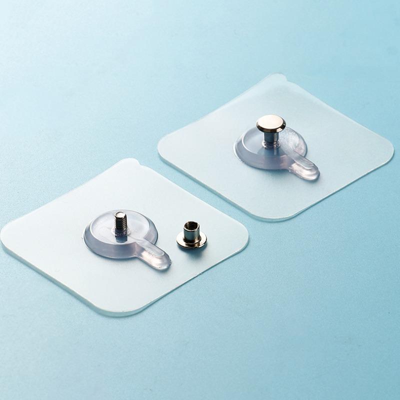 10pcs Clear Wall Sticky Hook, Adhesive Wall Hook, Clear Plastic Reusable Seamless Wall Mount Hanger Hooks For Kitchen Bathroom 0