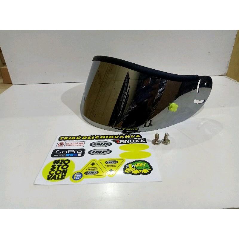 kaca helm INK Cl Max paket lengkap(visor+tear off post+talang air+stiker+baut iridium 4