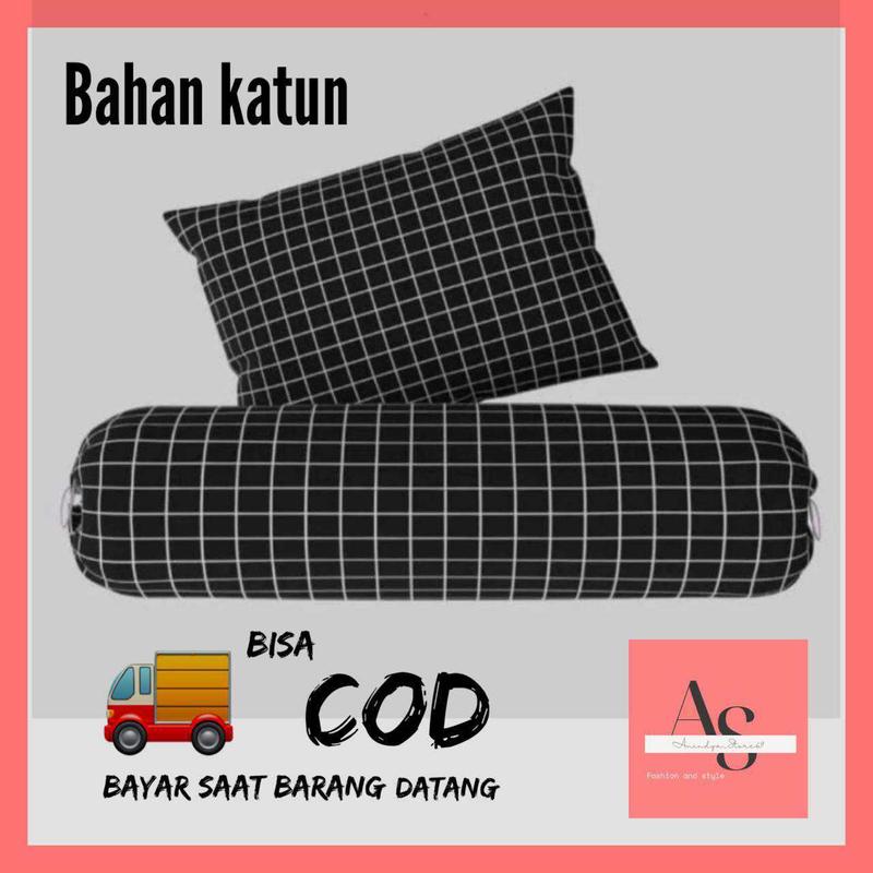 Paket 1 Set Bantal Guling  Setara Bantal Tidur Hotel Silicon / Bantal Motif Kotak 1