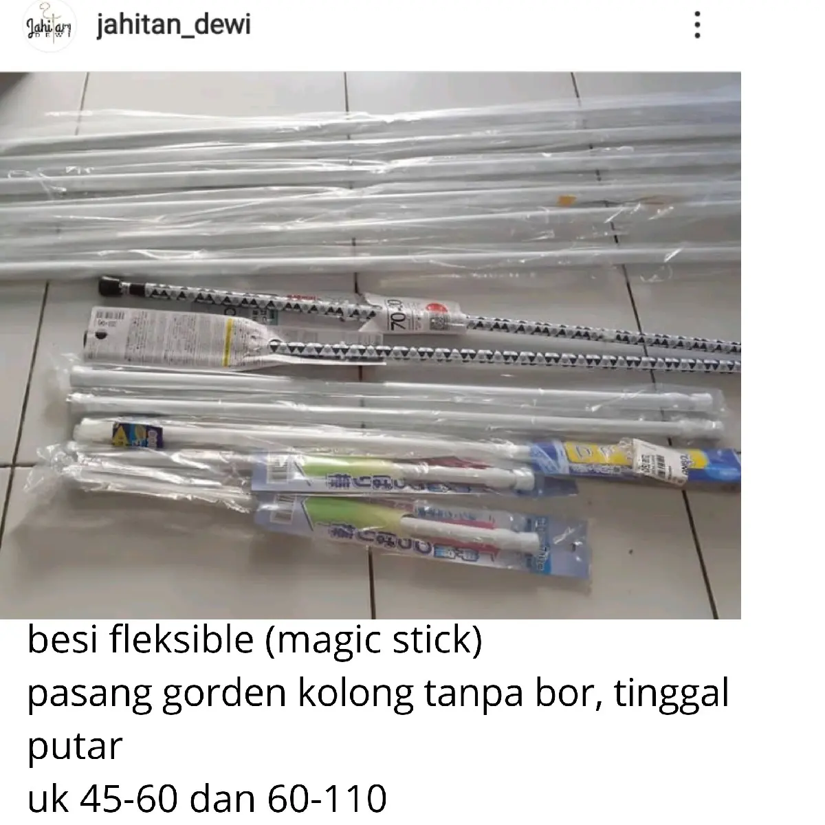 besi tiang gorden kolong dapur fleksible tongkat ajaib