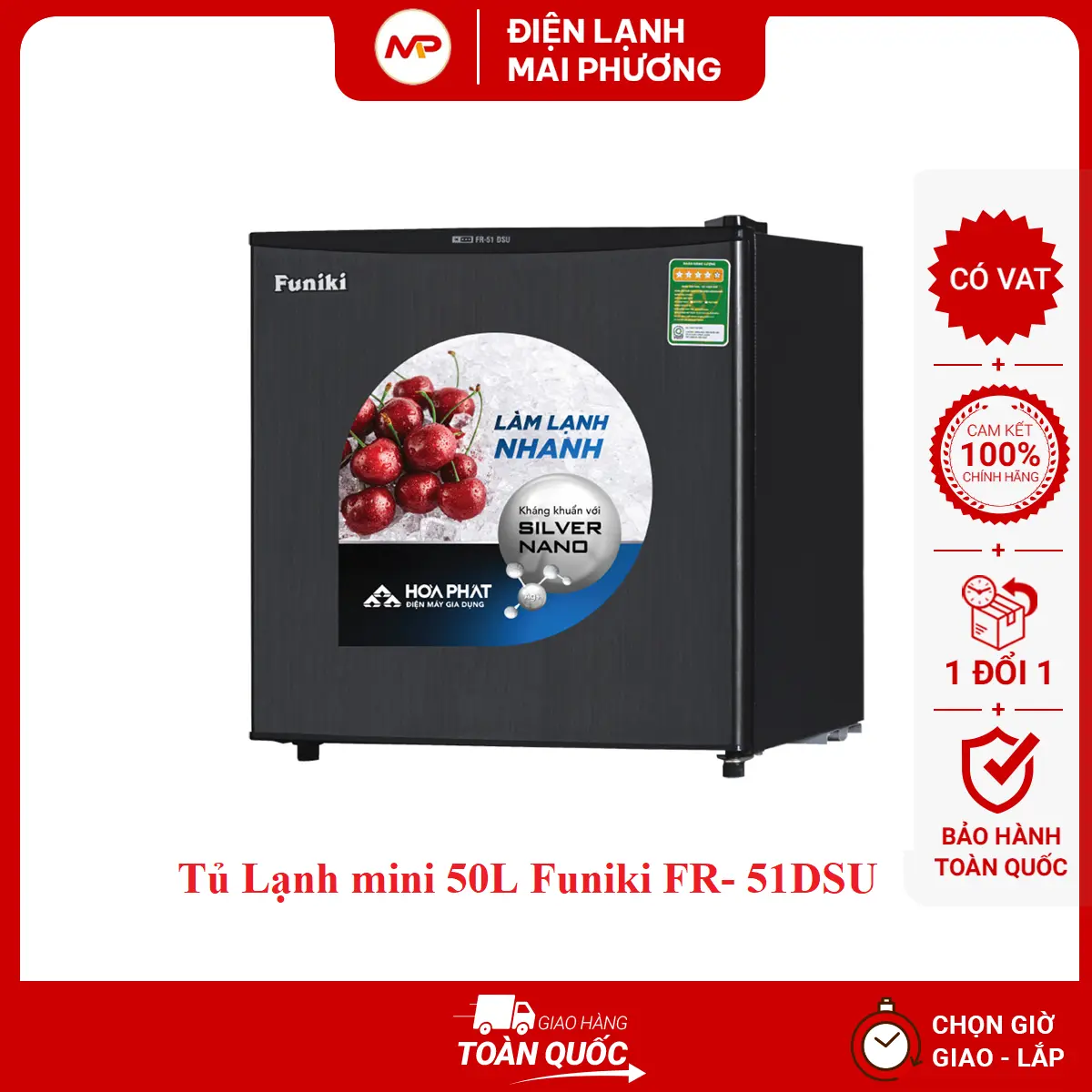 [SHIP HỎA TỐC HN] Tủ lạnh Funiki 50 LÍT 51DSU - Hàng chính hãng (Bảo hành 24 tháng toàn quốc)