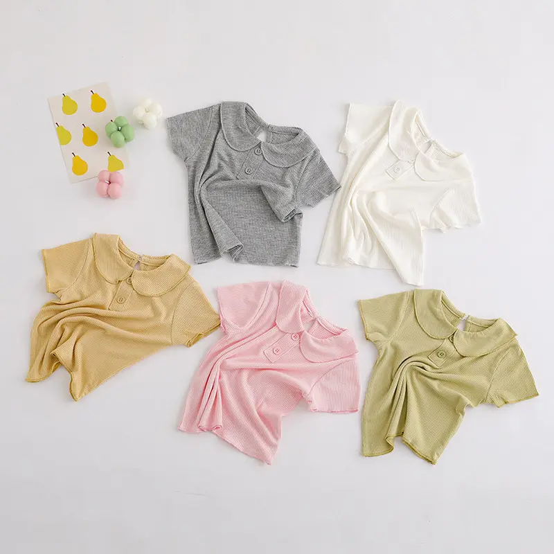 Children&#39;s POLO half-sleeved bottoming summer girls&#39; short-sleeved tops thin infant T-shirt clothes fashionable