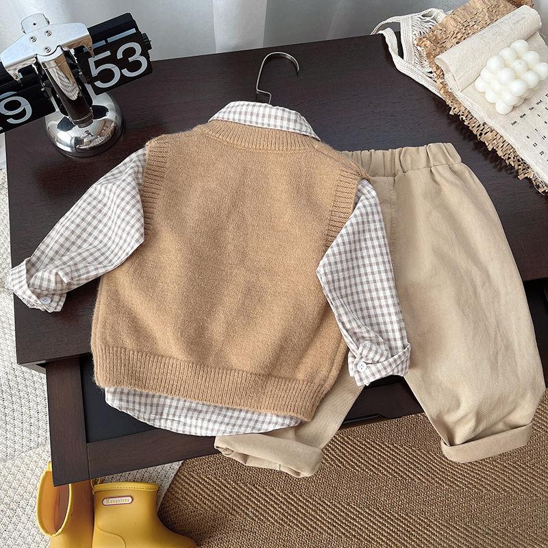 Product Introduction of Quần Áo Mùa Thu Cho Em Bé Bộ Đồ Mới, Áo Len Thời Trang Bé Trai Hoạt Hình, Áo Vest, Ba Mảnh, Thích Hợp Cho Mùa Xuân Và Mùa Thu, Được Thu Thập Bởi 2544 Người, Cao Cấp Năm 2025 3