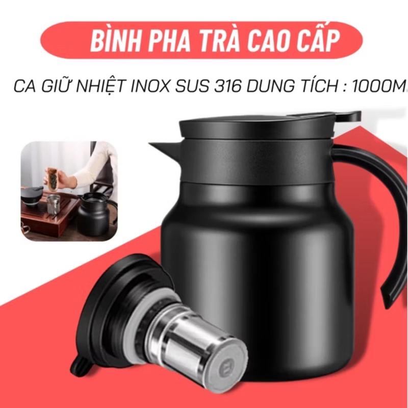 Ấm pha trà giữ nhiệt inox dung tích 1000L có lưới lọc, bình pha trà giữ nhiệt 2