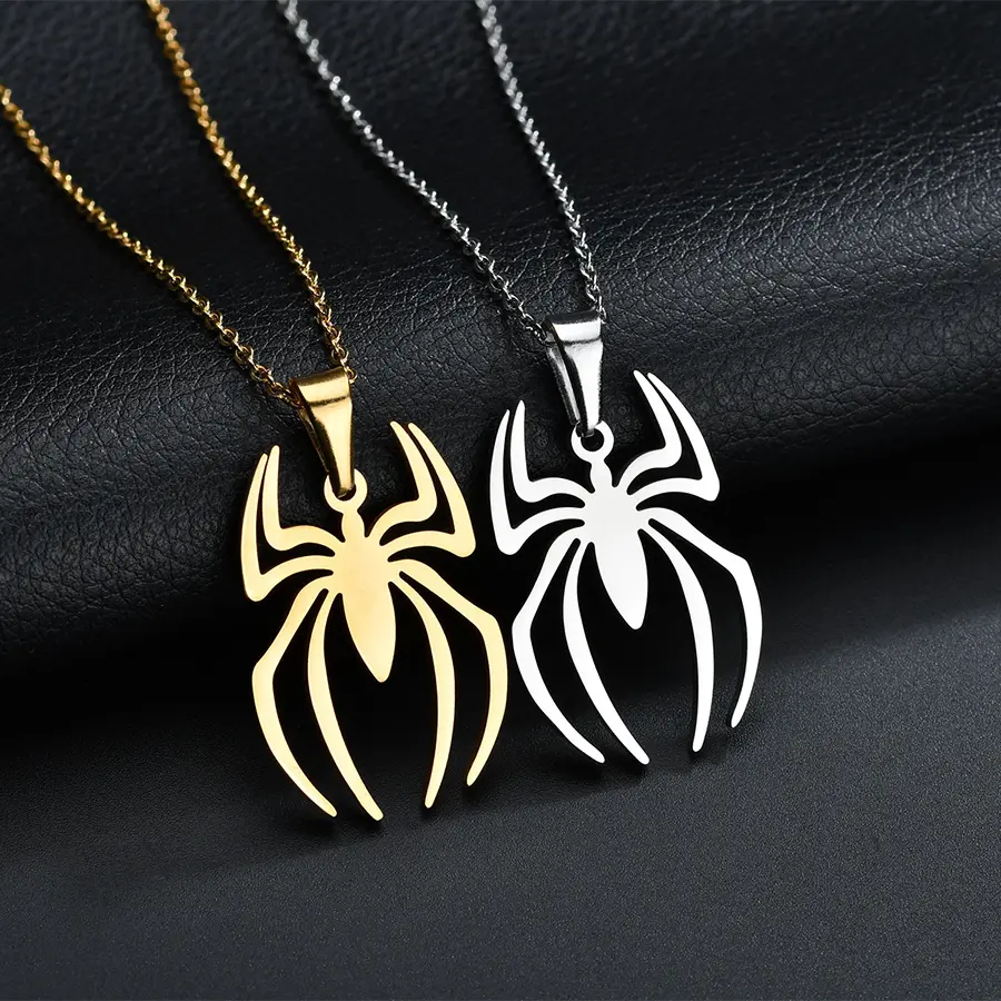 New Product Stainless Steel Spider Pendant Fashion Men'S Titanium Steel Jewelry Spider Necklace