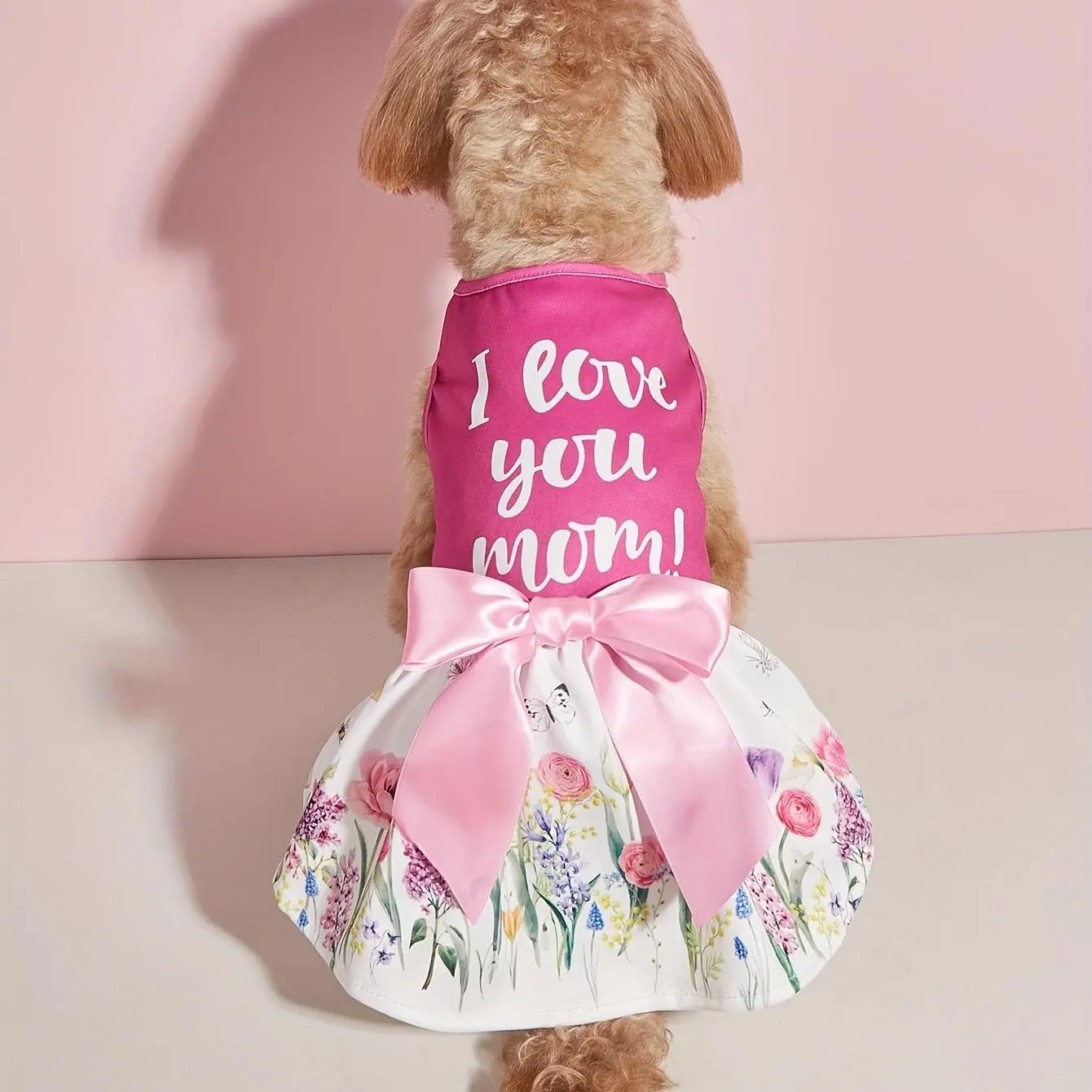 Slogan Graphic Bow Decor Pet Dress, Cute Summer Pet Clothes for Different Body Types Dogs & Cats