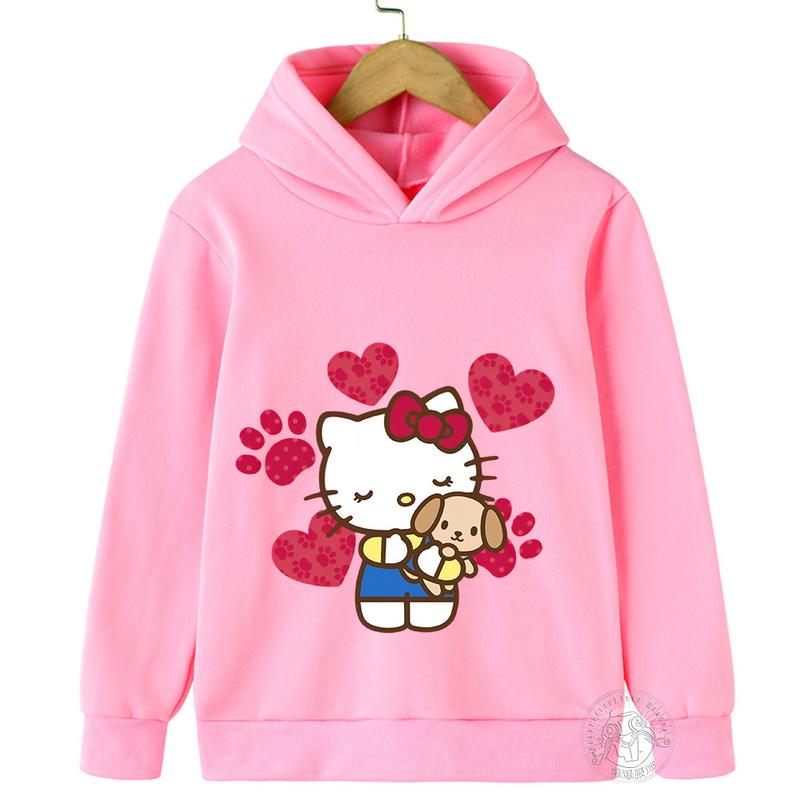 Product Introduction of Hello Kitty kawaii children's fashion girls autumn clothing baby girl sweatshirt children's hoodie toddler casual sportswear 1