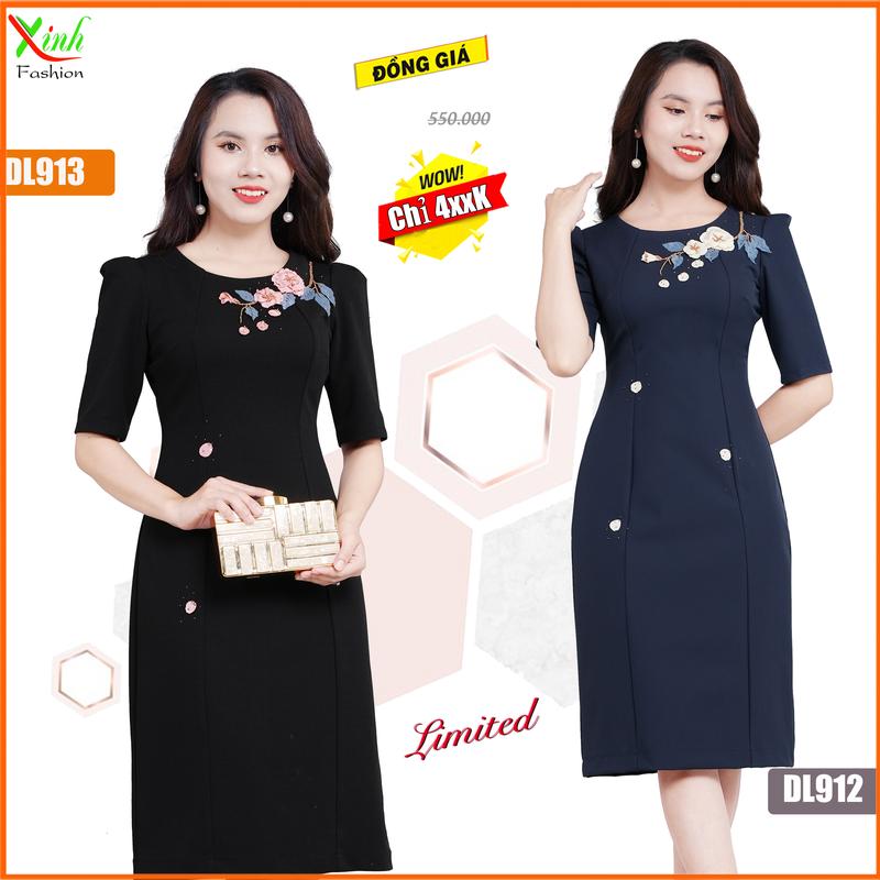 Đầm Suông Tay Lỡ  Kết Hoa Cao Cấp DL912-913 Nữ Dress 1