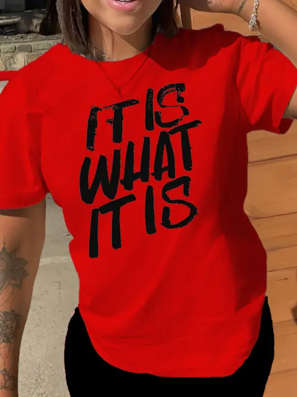 Summer Women's Letter Print Round Neck Vintage Graphic Tees, T Shirts for Women, Summer Clothes Women Trendy Casual Fashion Short Sleeve T-shirt for Daily Wear, Ladies Summer Clothing, Womenswear 2
