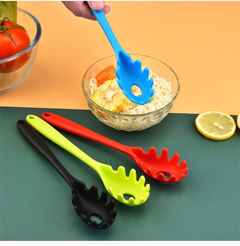 Product Introduction of Long Handle Silicone Noodles Scoop Leaky Spoon Spaghetti Tools Kitchen Accessories Home Sipplies Cooking Tools Gadgets 4