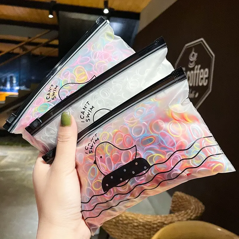 ED - FREE POUCH - 1000PCS IKAT RAMBUT KARET JEPANG ANAK / IKAT RAMBUT ELASTIS / IKAT RAMBUT ANAK