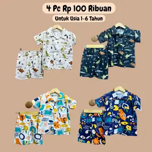 Paket 4 PC Baju Setelan Anak Laki-laki dan Perempuan 1-6 Tahun