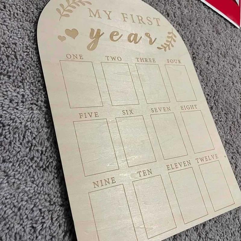 Product Introduction of Popular Newborn First Year Milestone Photo Frame Baby Commemorative Album Month Monument Wooden Pendant Decor 0