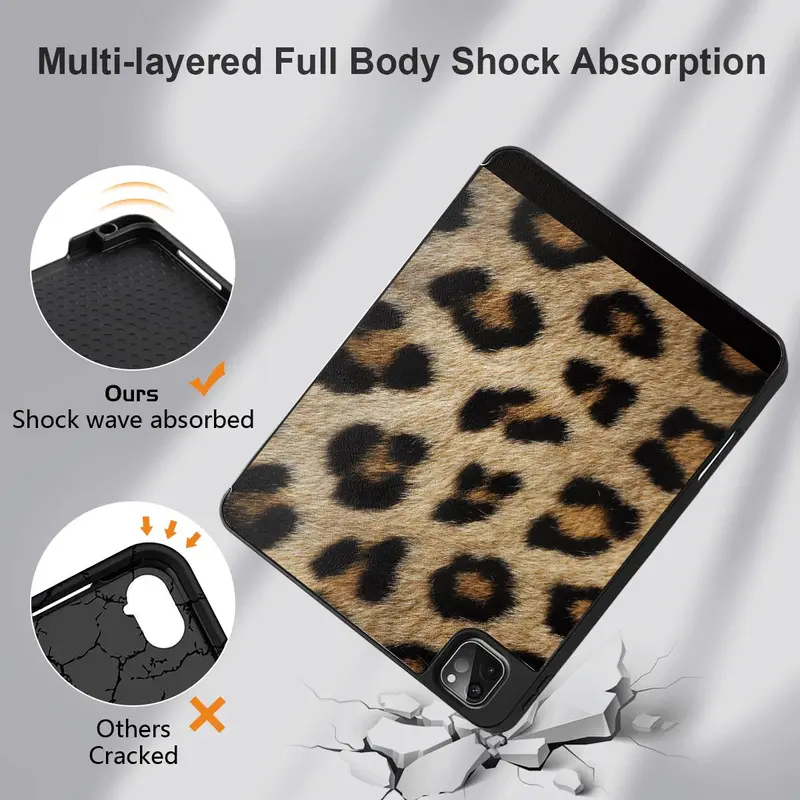 Fashion Leopard-pattern Tablet Case, 1 Count Soft TPU Tablet Protective Cover, Tablet Protector for iPad Air 4/5 9/8/7th M2 M4 2018/2019/2020/2021/2022/2023/2024 4