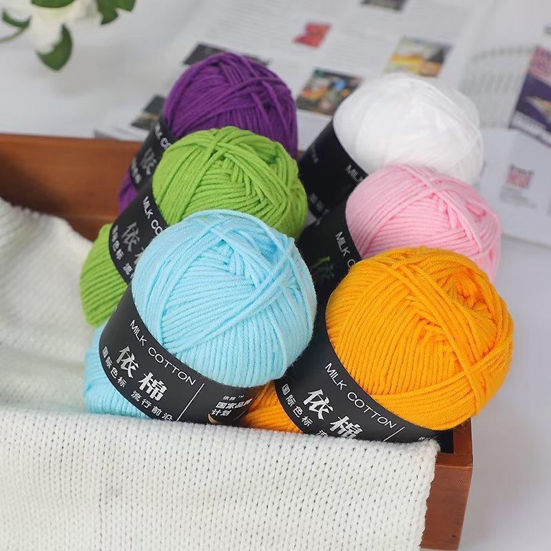 Len milk cotton 50gram bảng 86 màu làm đồ handmade có quà tặng đi kèm khoen tròn