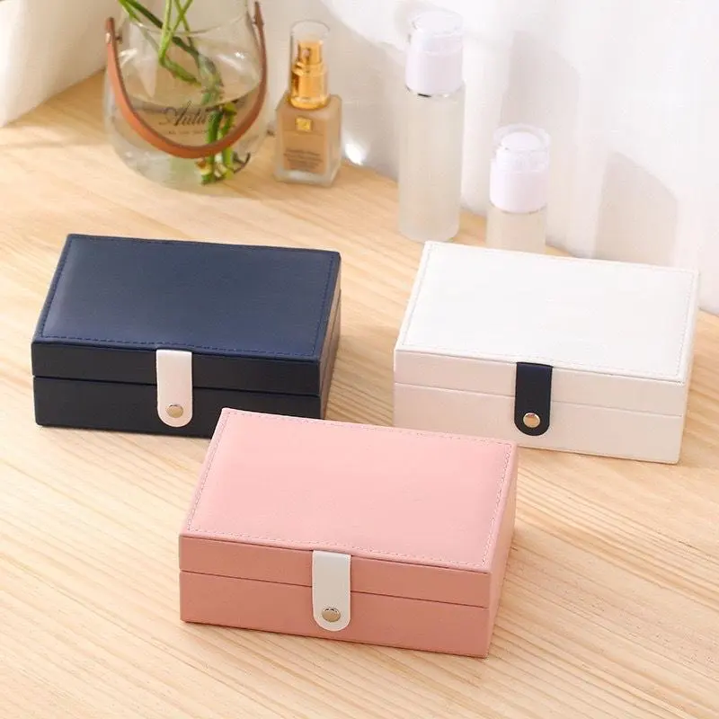 [Mini Chữ Nhật] Hộp đựng trang sức mini hình chữ nhật bọc da tiện ích dễ dàng mang theo người