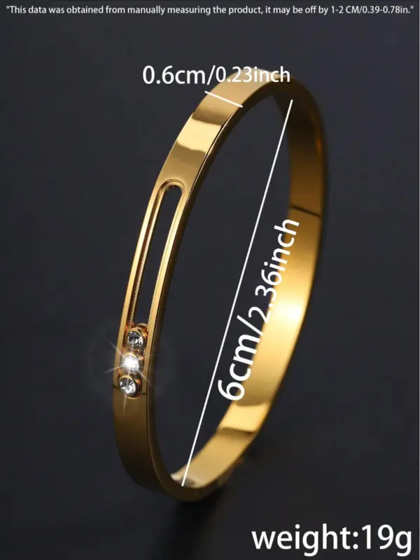 Fashionable and Simple Stainless Steel Sliding Three Diamond Bracelet, Vacuum Plated Bracelet, Suitable for Daily Clothing, Party Accessories, Gifts 1