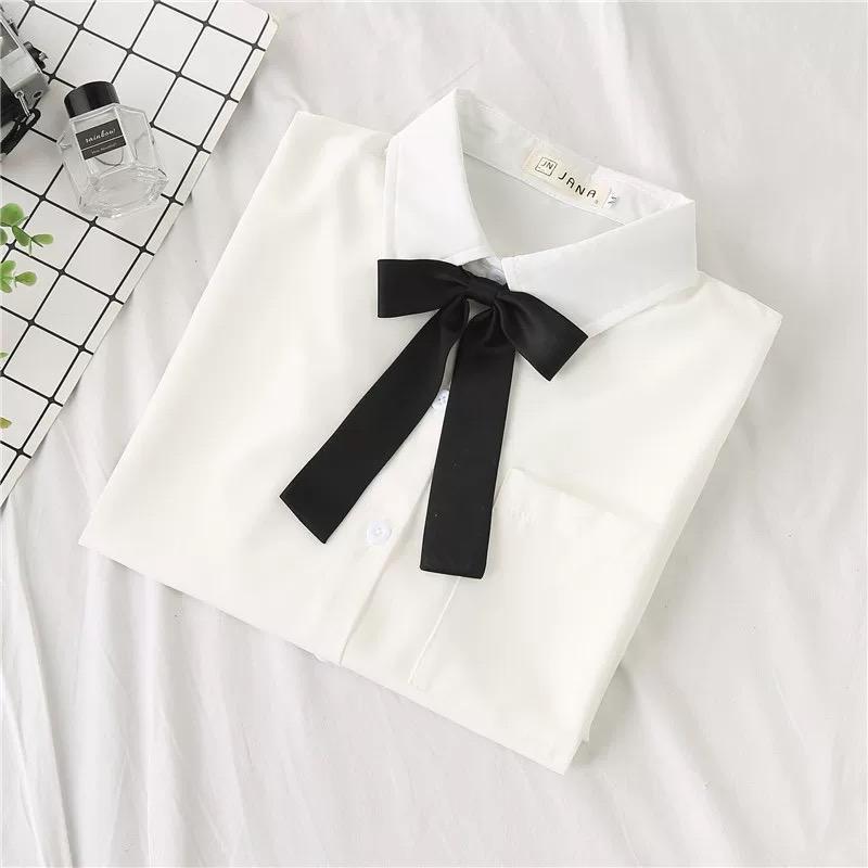 Free Tie JK Uniform Shirt Women's Long-Sleeved Preppy Style Korean Spring and Autumn Medium and Small Children All-Matching Student White Shirt 1