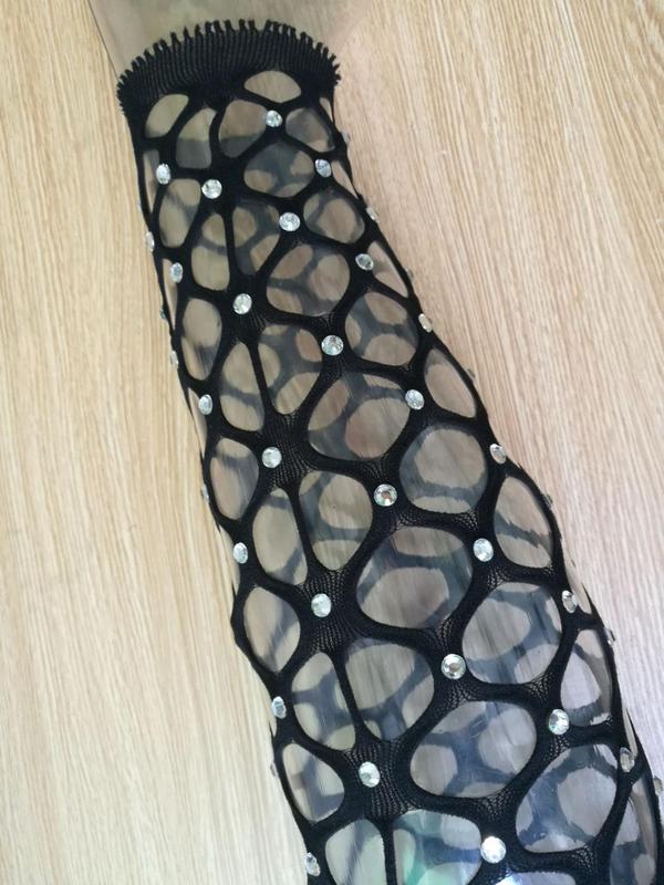 Women's Rhinestone Decor Cut Out Fishnet Tights, Sexy High Waist Shiny Stockings for Party Club Dating, Ladies Underwear for All Seasons 6