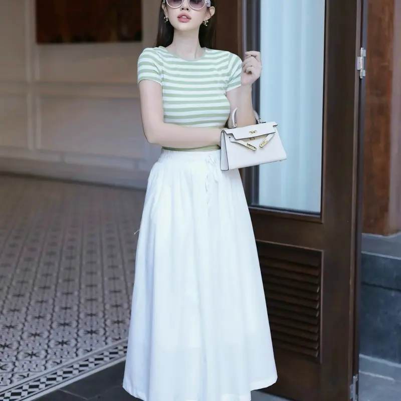 Áo thun sọc Khanhanclothing cho nữ cổ tròn 7