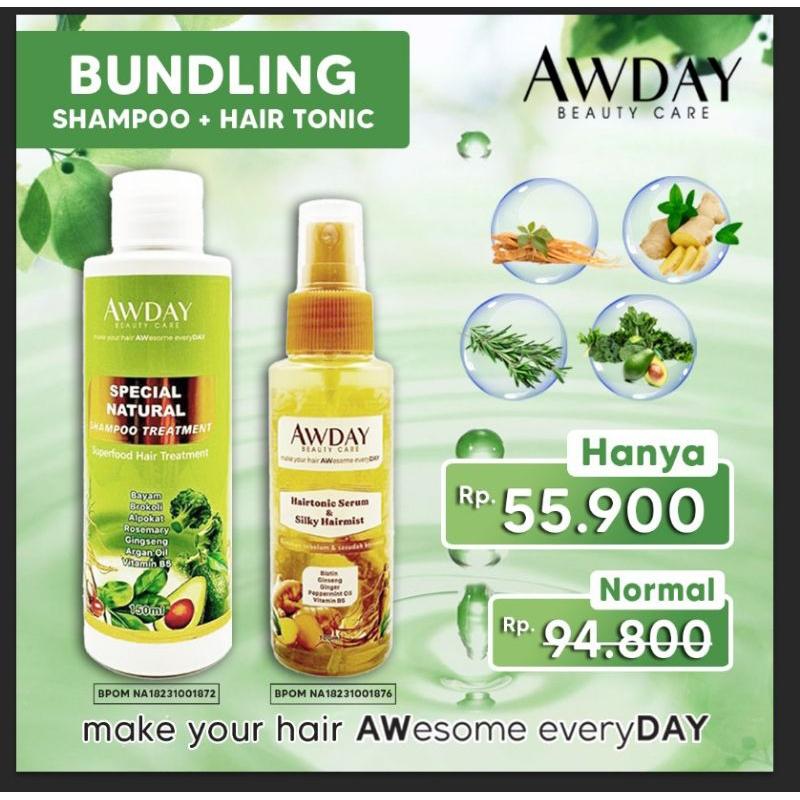 PAKET MURAH AWDAY Shampoo 250ML & Hair Cream TANPA BILAS / Paket HEMAT AWDAY COD BPOM 4