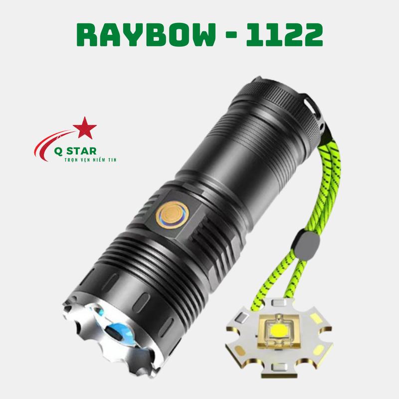 [ Q Star ] Đèn Pin Cầm Tay Siêu Sáng RayBow 1122 Thiết Kế Full Kim Loại Với 4 Chế Độ Sáng Chiếu Gần Zoom Xa Kèm Pin Dung Lượng Cao