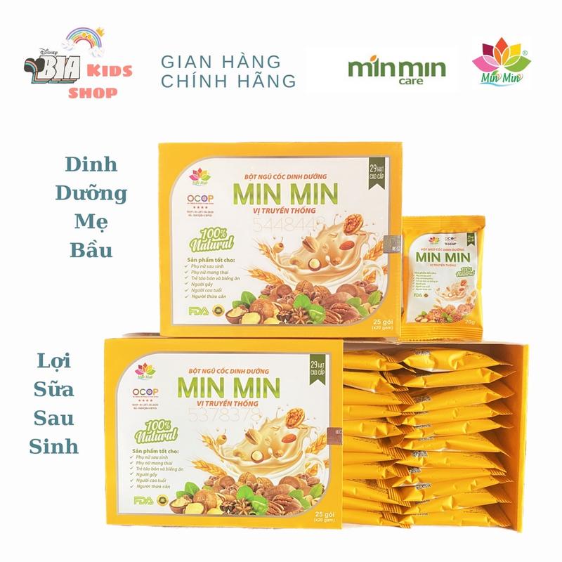 Dạng gói - Bột Ngũ Cốc MinMin 29 hạt, Ngũ cốc bầu, lợi sữa sau sinh 500g Food Hạt Ngũ Cốc Men Vi Sinh Siro Ăn Ngon