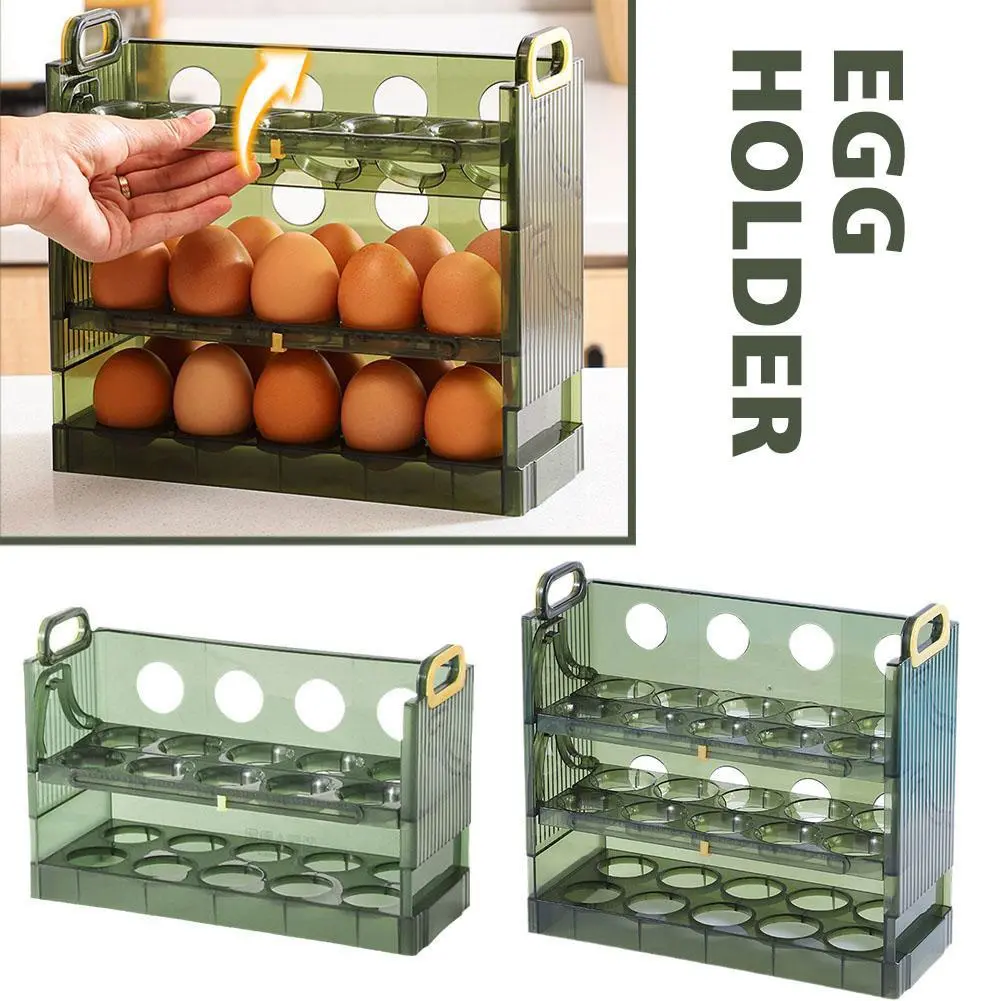 Egg Organizer Flip Type Refrigerator Side Door Storage Rack Put Carton Egg Be Kitchen Keep W2F3