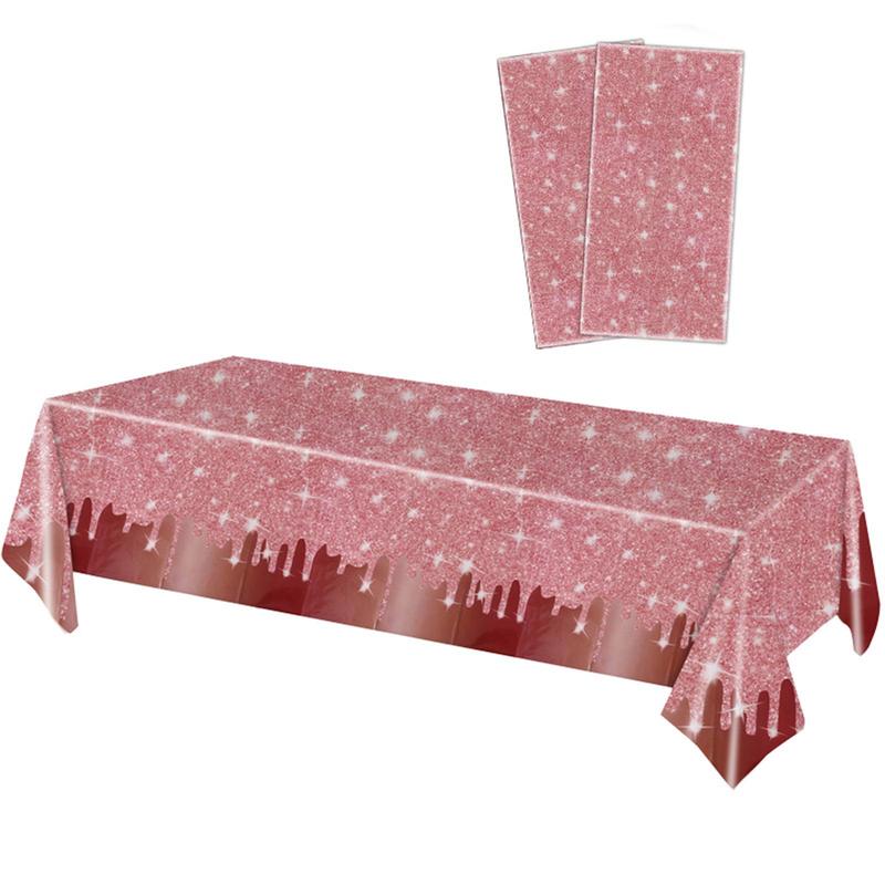 Birthday Party Tablecloth, Glitter Tablecloth, Party Decoration Supplies for Wedding Graduation Anniversary Indoor Outdoor, Ornaments 0