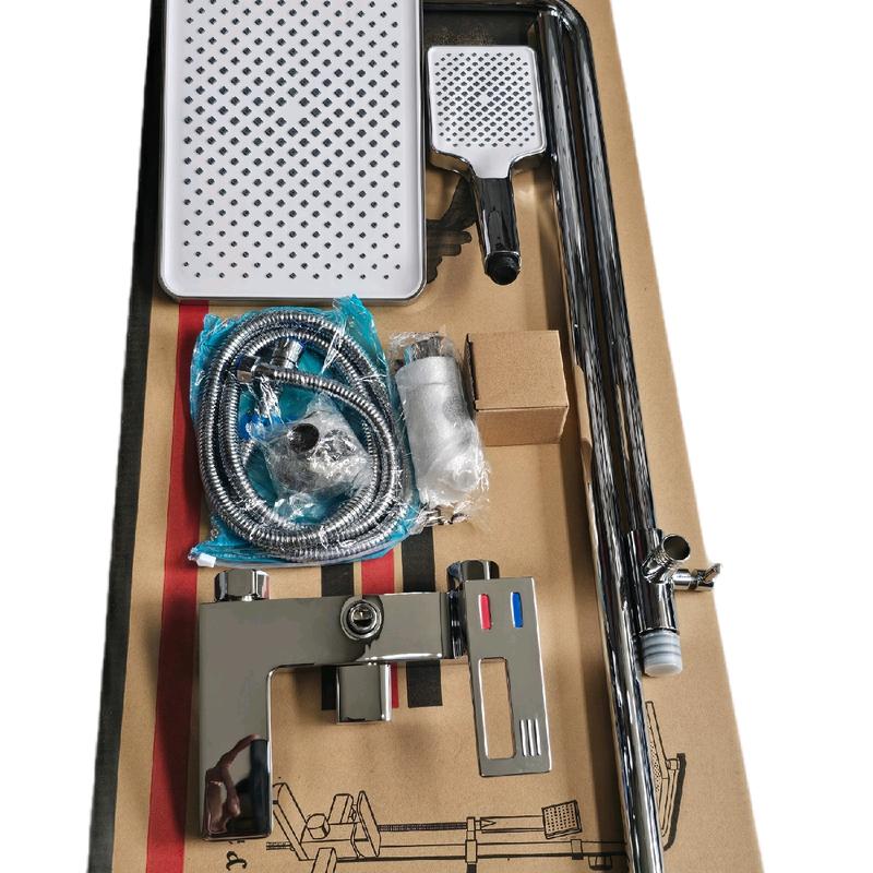 Bộ Sen Cây Tắm NÓNG LẠNH Đồng Thau Mạ Crom Tay Vuông khuyết Mẫu Đẹp. Trọn bộ đầy đủ buồng tắm vòi lá