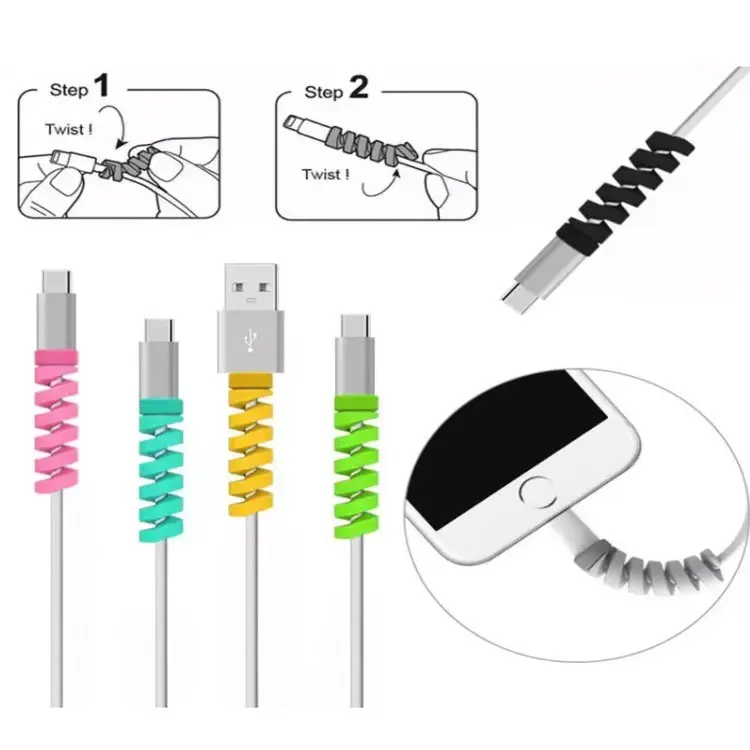 10PCS PELINDUNG KABEL WARNA PERMEN CABLE PROTECTION ANTI PATAH KABEL Biru Hijau