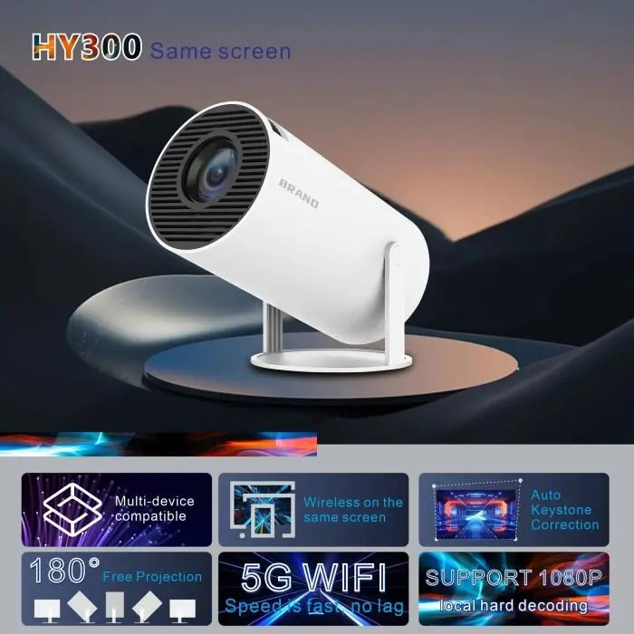 Smart HY300-A RAM 2/16 GB Projector 4K HD Android Dual WIFI 6.0 6000 Lumens Bluetooth 0