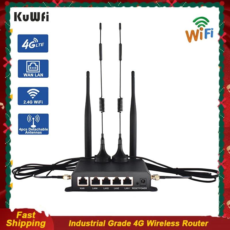 Penghala 4G LTE, KuWFi, 300Mbps, Penghala WiFi Tanpa Wayar, Antena ...