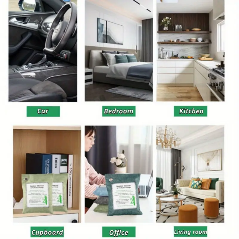 800G (20.6Oz) of 4 Different Colored Bamboo Charcoal Air Purifying Packs, Reusable, Suitable for Home Rooms, Car Interiors, Wardrobe And Shoe Cabinets 6