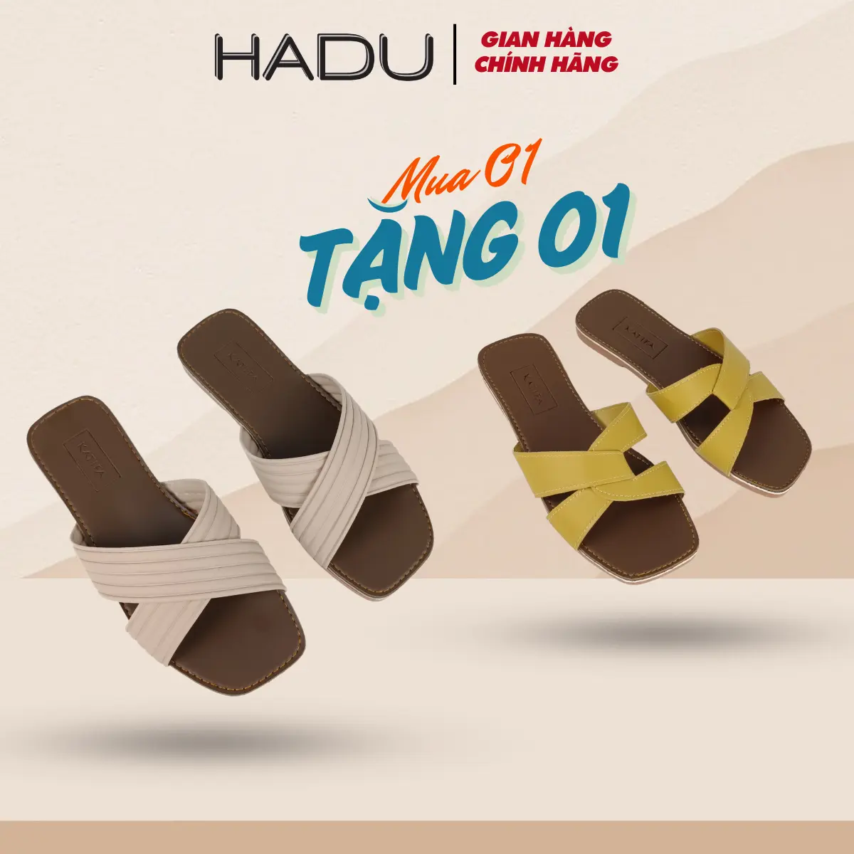 [Mua 1 tặng 1 ] COMBO KATY145 Dép Bệt Nữ Quai Chéo HADU K114D và K115D, Đế Cao Su Chống Trơn Trượt, Bảo Hành 12T DéP GiàY Shoes Sandal Quai Hậu Hoa