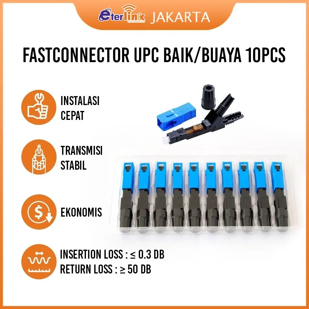 Fastconnector Buka UPC 1Pack ISI 10Pcs SC UPC Fiber Optik FTTH Fast Connector model Buaya / Model Buka